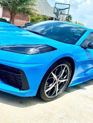 Blue Corvette C8 exterior detail