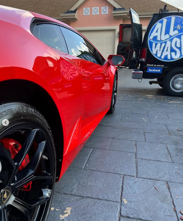 Red Corvette detail with All-N-1 Wash van