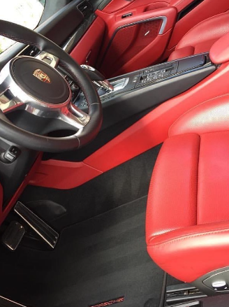 Porsche red leather interior detail